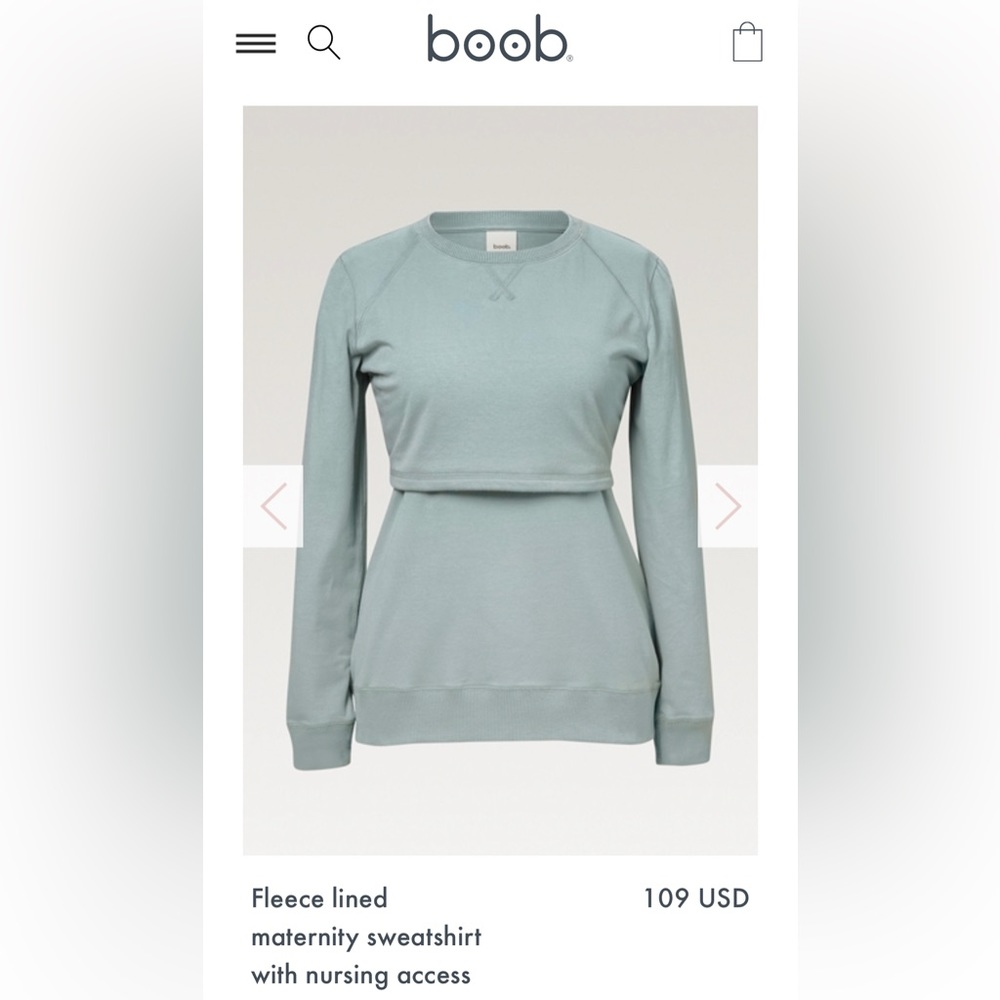 boob maternity sweatshirt with nursing access